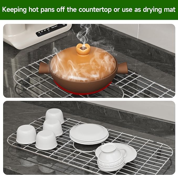 Sink Protectors for Kitchen Sink 28" x 15" with Sink Strainer | Rust Resistant Stainless Steel Kitchen Sink Grid and Sink Protectors, Sink Rack for Bottom of Sink with Sink Strainers