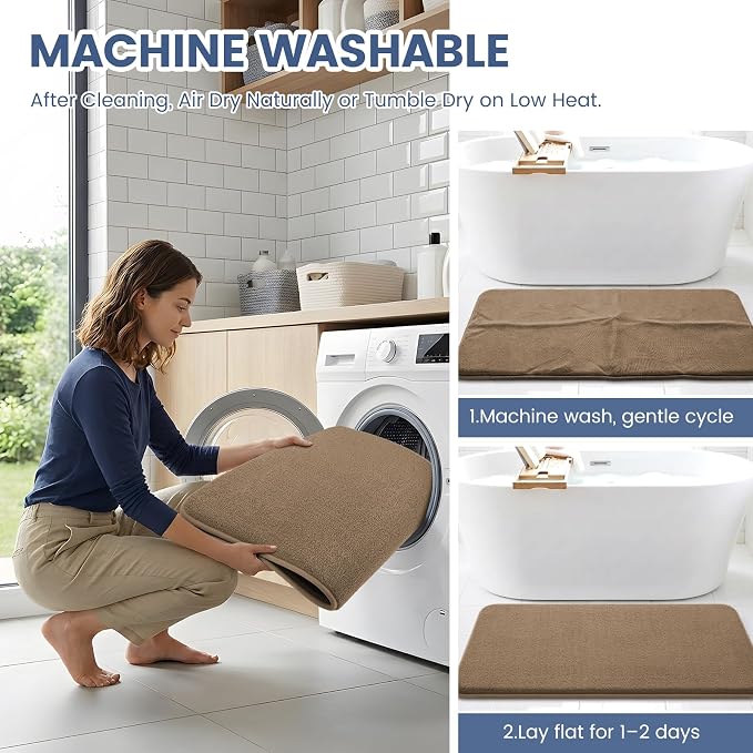 Smiry Memory Foam Bath Mat 44x32, Extra Soft Absorbent Bathroom Rugs | Camel Quick Dry, Machine Washable Bath Mats for Bathroom, Shower, Tub and Home Decor Accessories