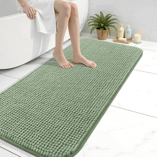 Arotive Chenille Bathroom Rugs 44x24, Soft Absorbent Bath Mat, Sage Green | Rubber Backing, Machine Washable Dry Bath Mats for Bathroom Floor, Tub and Shower, Home Decor Accessories