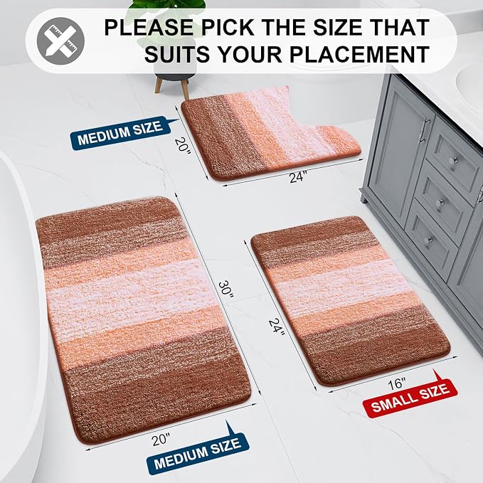 Arotive Microfiber Bathroom Rugs, Shaggy Soft Absorbent Bath Rug, 70x24 | Orange, Rubber Backing Thick Plush Machine Washable Dry Bath Mats for Bathroom, Tub and Shower, Rectangular