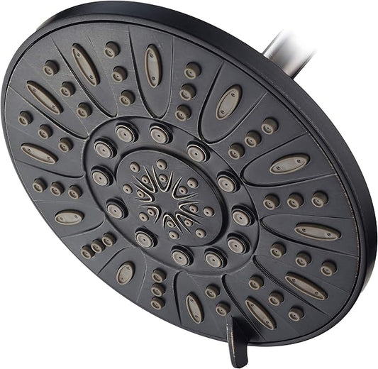 AquaDance OIL RUBBED BRONZE High Pressure 6-Setting 7" Rain Shower Head – Angle Adjustable, Anti-Clog Showerhead Jets, Tool-Free Installation - USA Standard Certified - U.S. Brand | Angle Adjustable with Extra-wide Flow Coverage & High Precision Anti-c...