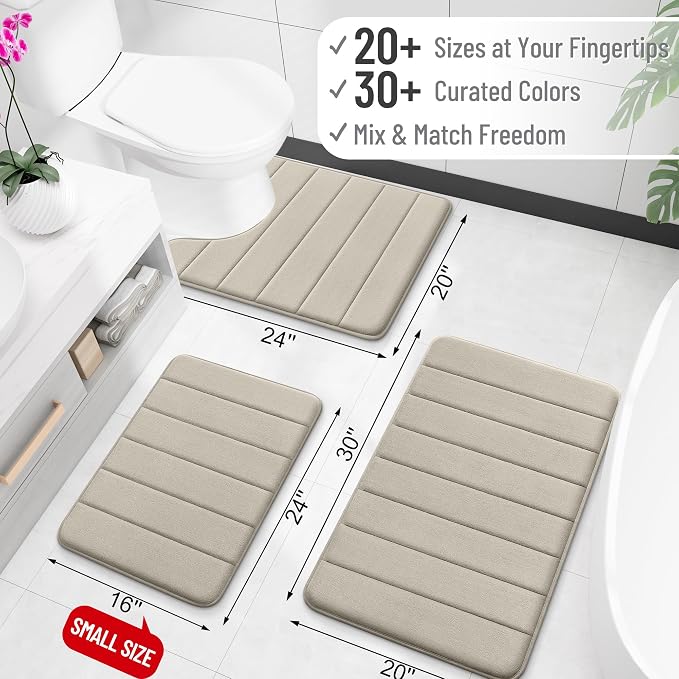 OLANLY Memory Foam Large Bath Mat 40x32, Super Soft Absorbent Bathroom Rugs | Warm Taupe, Quick Dry Bath Rug, Machine Washable Shower Floor Mats, Bathmat Carpet for Bathroom Floor, Tub and Shower