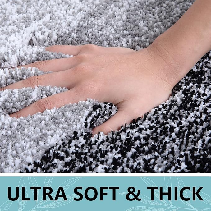 Arotive Microfiber Bathroom Rugs, Shaggy Soft and Absorbent Bath Rug, 30x30 | Black, Rubber Backing Thick Plush Machine Washable Dry Bath Mats for Bathroom, Tub and Shower, Round