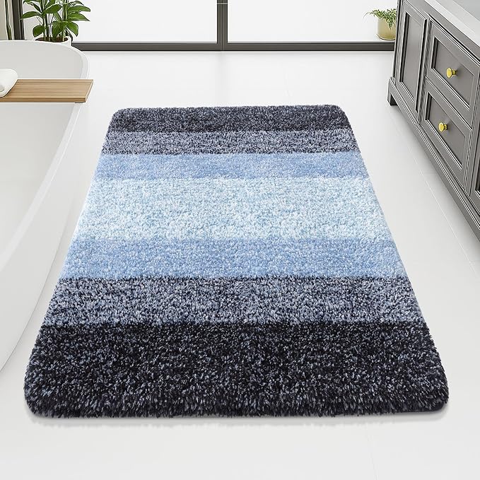 Arotive Microfiber Bathroom Rugs, Shaggy Soft Absorbent Bath Rug, 70x46 | Blue, Rubber Backing Thick Plush Machine Washable Dry Bath Mats for Bathroom, Tub and Shower, Rectangular