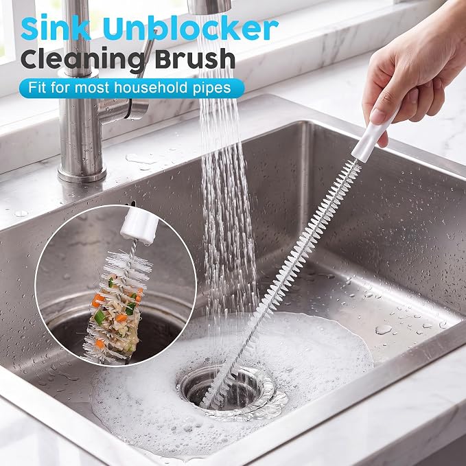 ACOCO 16.4FT Drain Snake, Drain Auger with Drill Attachment, 6 Cutter Heads | 14-in-1 Heavy-Duty Plumbing Snake Drain Clog Remover with 2 Hair Catchers & 2 Brushes for Kitchen Sink, Bathtub and Shower