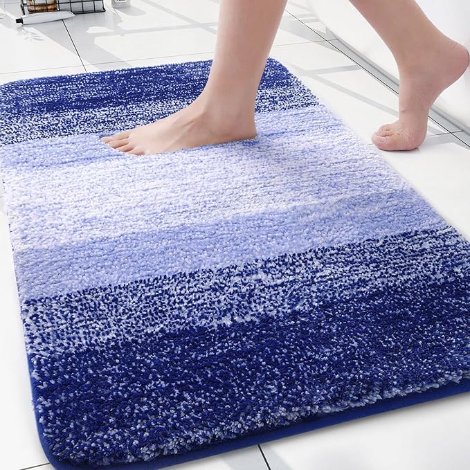 Arotive Microfiber Bathroom Rugs, Shaggy Soft Absorbent Bath Rug, 30x20 | Blue-Violet, Rubber Backing Thick Plush Machine Washable Dry Bath Mats for Bathroom, Tub and Shower, Rectangular