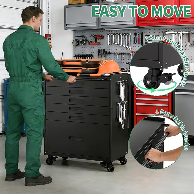Garage Storage Cabinet System,Wall Cabinet & Locking Rolling Tool Cabinet with Doors and Adjustable Shelves