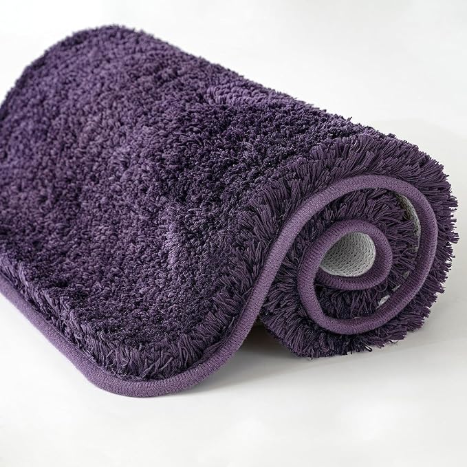 MIULEE Dark Purple Bathroom Runner Rugs Soft Microfiber Bath Mat 24x48 Inch | Absorbent, Non Slip, Quick Dry, Fluffy Bath Rugs for Bathroom Floor Tub Showers, Machine Washable
