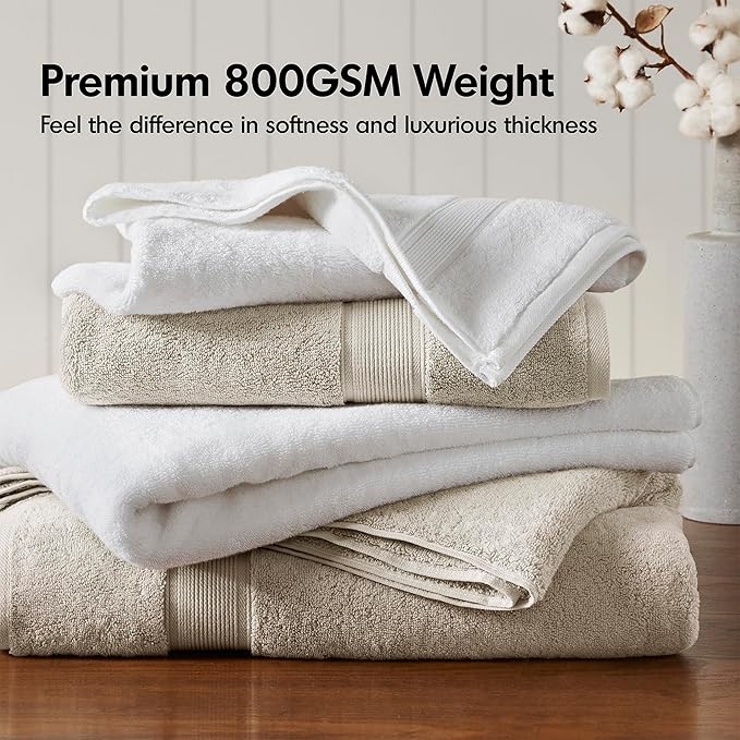 Madison Park Cotton Bath Sheet 2 Piece Oversized, 800GSM, 34" x 68" Natural | Long Staple, Highly Absorbent Bath Towel for Bathroom, Durable Hotel Spa Quality Quick Dry, Lint Reducing, OEKO-TEX Certified