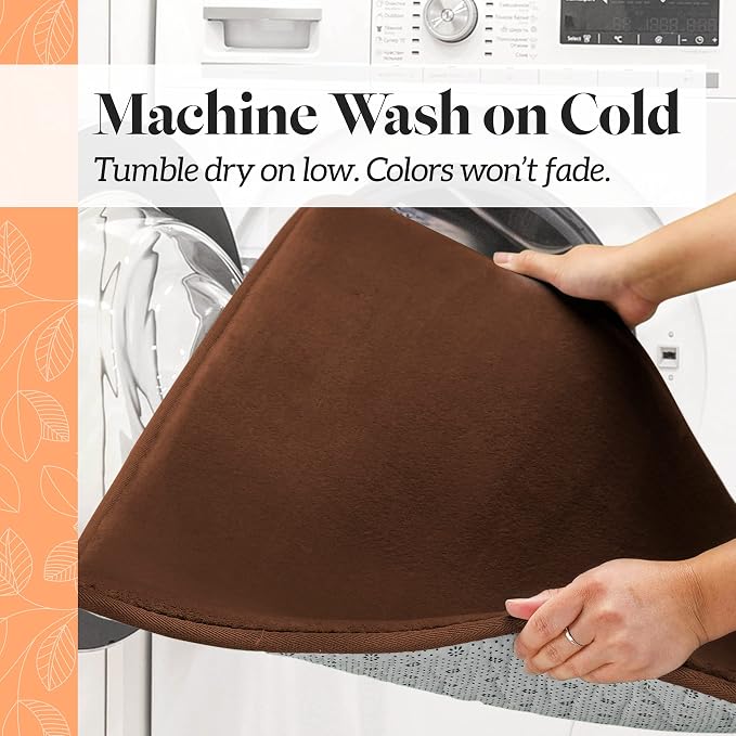Memory Foam Bath Mat Non Slip Absorbent Super Cozy Velvet Bathroom Rug Carpet (60 inches X 17 inches, Brown)
