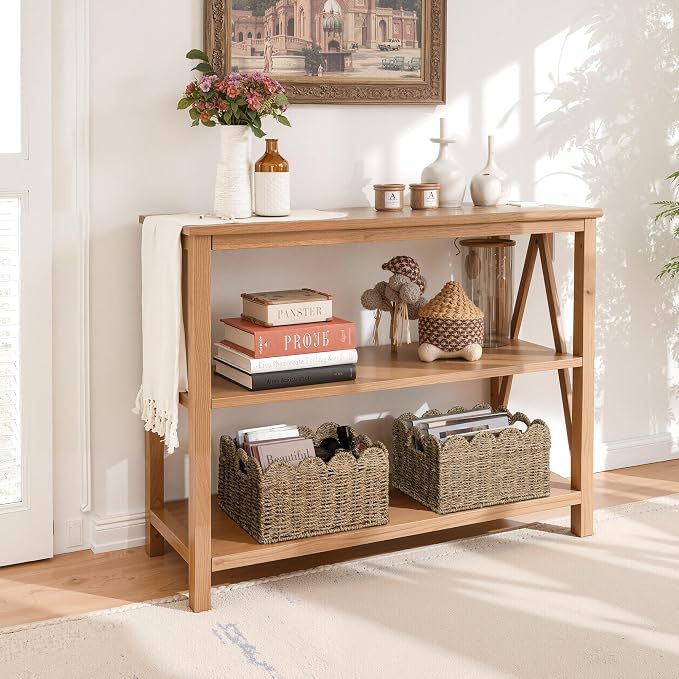 StorageWorks Wicker Storage Baskets for Shelves, Woven Basket for Nursery | Scalloped Wicker Basket for Living Room, Decorative Scalloped Baskets for Storage, Wicker Baskets for Organizing and Decor