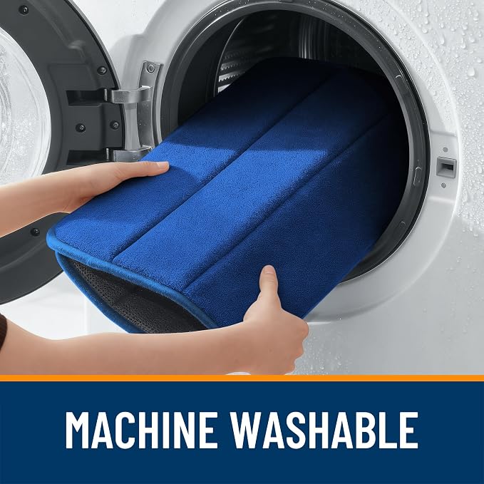 OLANLY Memory Foam Bath Mat 35x24, Super Soft and Absorbent Bathroom Rugs | Royal Blue, Quick Dry Bath Rug, Machine Washable Shower Floor Mats, Bathmat Carpet for Bathroom Floor, Tub and Shower