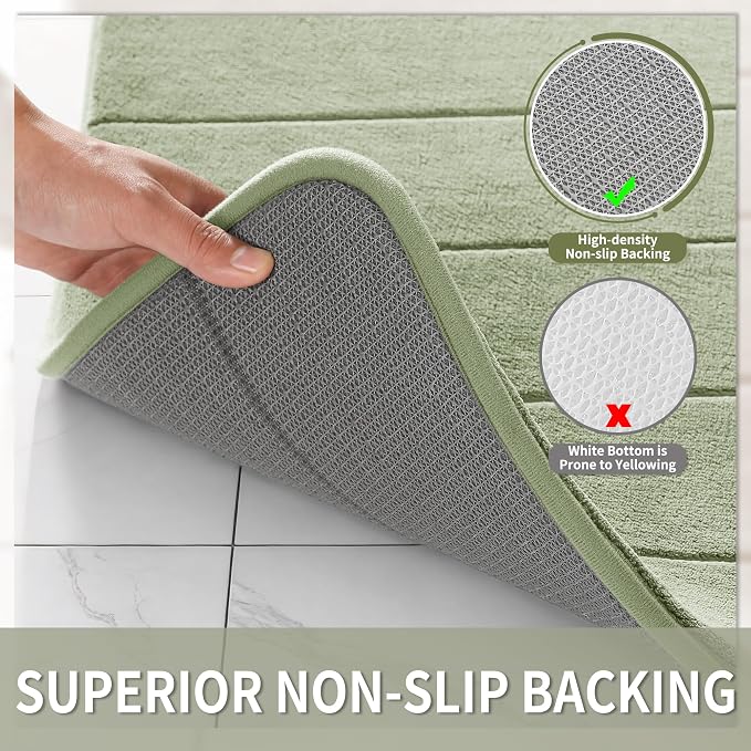 Yimobra Bathroom Runner Rugs 72"x24" Non Slip Washable Memory Foam Bath Mat, Super Soft Water Absorbent Hallway Carpet for Vanity Tub Shower, Sage Green