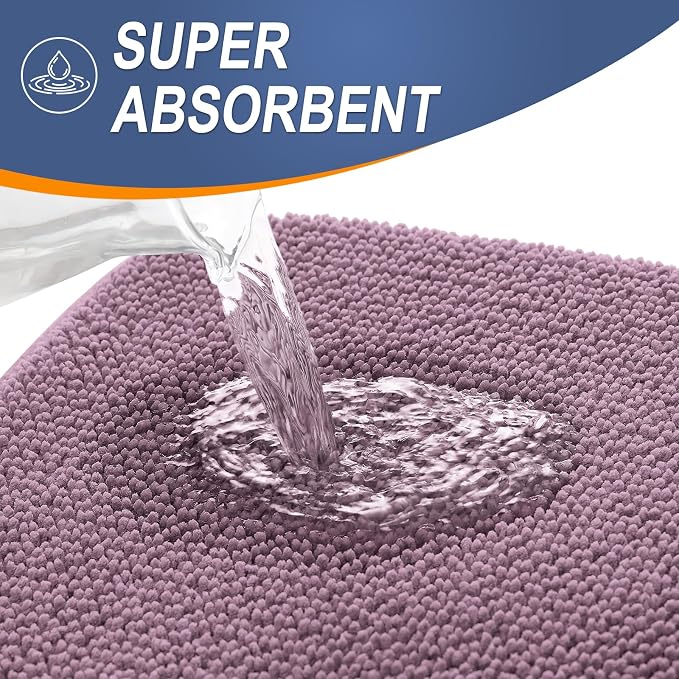OLANLY Memory Foam Bathroom Runner Rug 47x24, Absorbent Long Mat, Deep Plum | Soft Quick Dry Bath Rugs, Non-Slip Carpet, Machine Washable Mat for Bathroom Floor, Tub and Shower, Home Decor Accessories