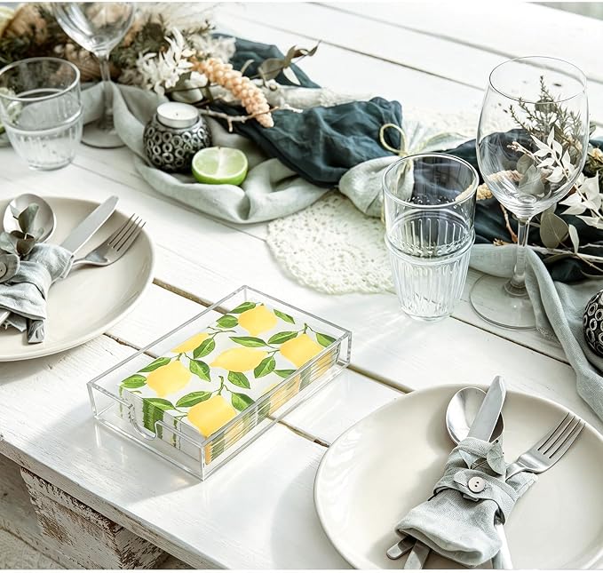 Acrylic Napkin Holder, Clear Guest Towel Holder Tray, 9x5x1.8 Inch | Hand Towel Holder for Bathroom, Napkin Tray for Kitchen Dinner Hotel, Acrylic Tray for Paper Napkin, Bathroom Accessories