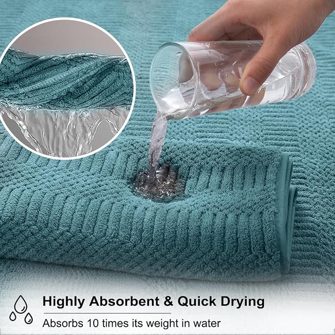 8 Pcs Turquoise Oversized Bath Towel Set-2 Extra Large Bath Sheets,2 Hand Towels,4 Washcloths Soft Bathroom Towels Highly Absorbent Quick Dry Beach Chair Towels Woven Towels for Hotel and Spa