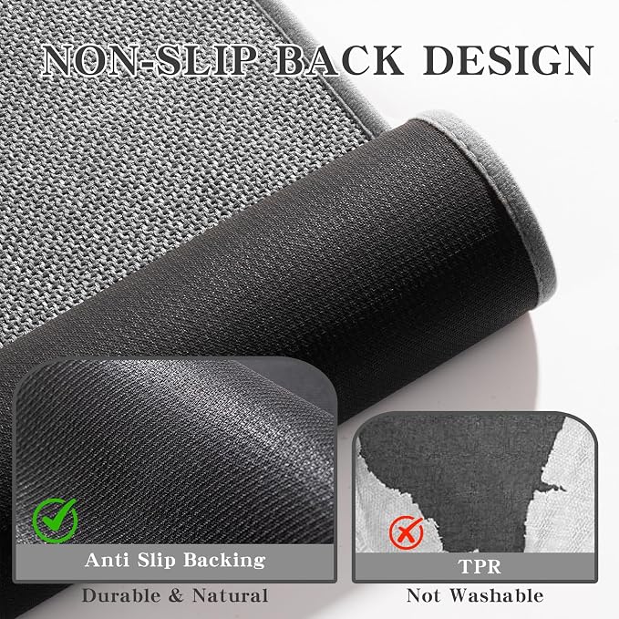Bathroom Rugs Mat 47x17, Ultra Thin Non Slip Bath Mat Runner Quick Dry Absorbent Bath Mat for Bathroom Floor, (Dark Grey, 47"x17")