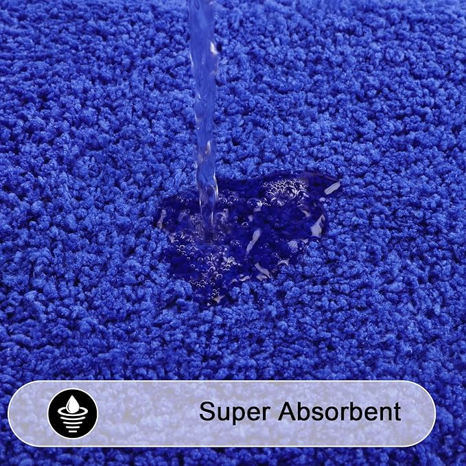 SHACOS Soft Microfiber Royal Blue Bathroom Rugs Sets 2 Pieces 32"x20" | Absorbent Plush Bath Rugs, Non Slip Washable Shaggy Bath Mats, Fluffy Bathroom Runner Floor Mats Shower Rug