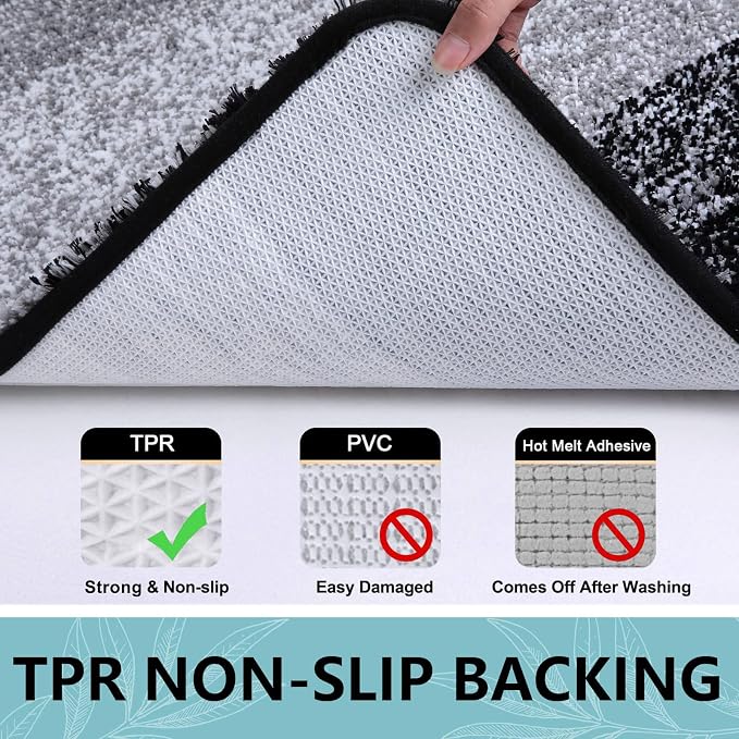 Arotive Microfiber Bathroom Rugs, Shaggy Soft Absorbent Bath Rug, 70x46 | Black, Rubber Backing Thick Plush Machine Washable Dry Bath Mats for Bathroom, Tub and Shower, Rectangular