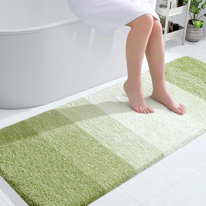 OLANLY Bathroom Runner Rug 54x24, Extra Soft Absorbent Microfiber Bath Rugs | Mustard Yellow, Non-Slip Quick-Drying Rubber Backing, Washable Long Bath Mat for Floor, Tub and Shower, Home Decor