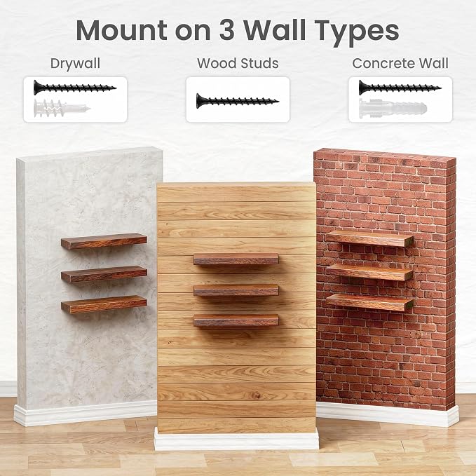 30 in Floating Shelves for Wall Decor Color Brown,Pack 2 | Modern floating shelves for living room,bedroom,kitchen and bath.Organize & display books,photos and decor.easy mount,sturdy.