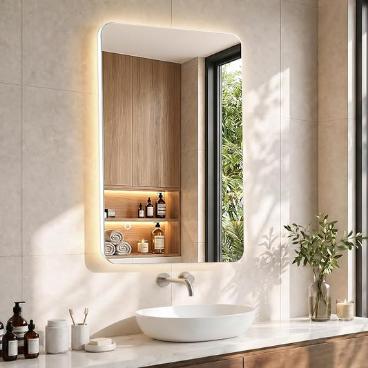 24"x36" LED Backlit Bathroom Mirror Dimmable | 3 Colors Temperature, HD Tempered Glass, High Lumen, Touch Control, Horizontal/Vertical for Bathroom, Closet, Vanity