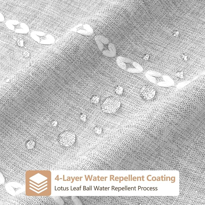 Seenus Boho Chic Shower Curtain Heavyweight with Tassels, Grey Linen Textured Soft Fabric Farmhouse Shower Curtain Water Repellent, 72 x 72 Inch Elegant Gray Striped Bathroom Curtain Wrinkle-Resistant