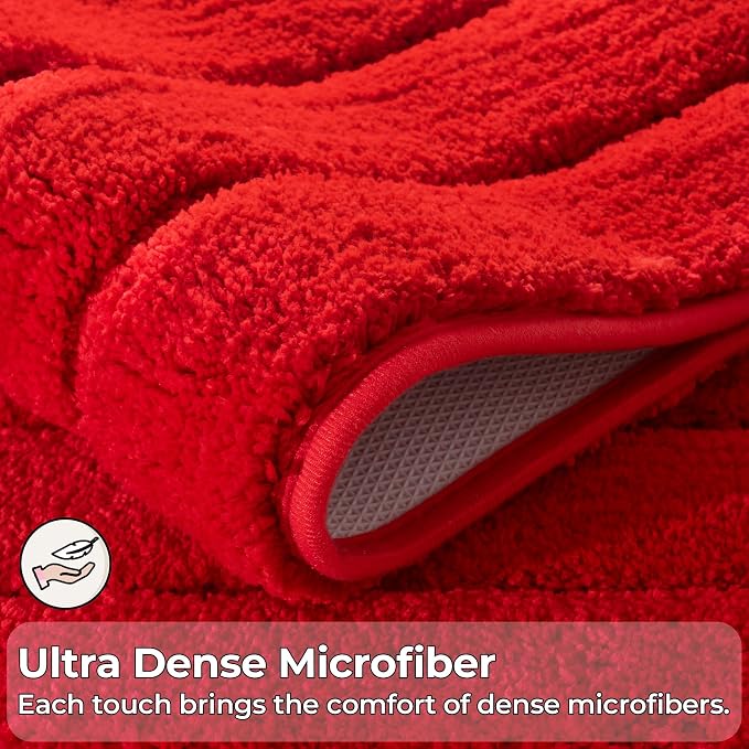 GRANNY SAYS Red Bathroom Rug 16" x 24", Non-Slip Microfiber Bath Mat | Ultra-soft, with durable TPR backing for reliable grip, fast water absorption, machine washable for small bathroom spaces