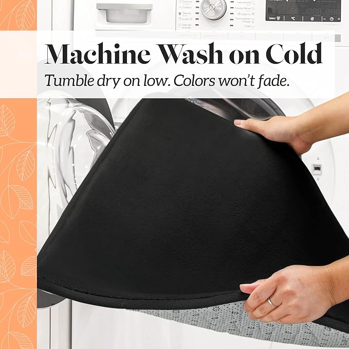 Memory Foam Bath Mat Non Slip Absorbent Super Cozy Velvet Bathroom Rug Carpet (22 inches X 36 inches, Black)