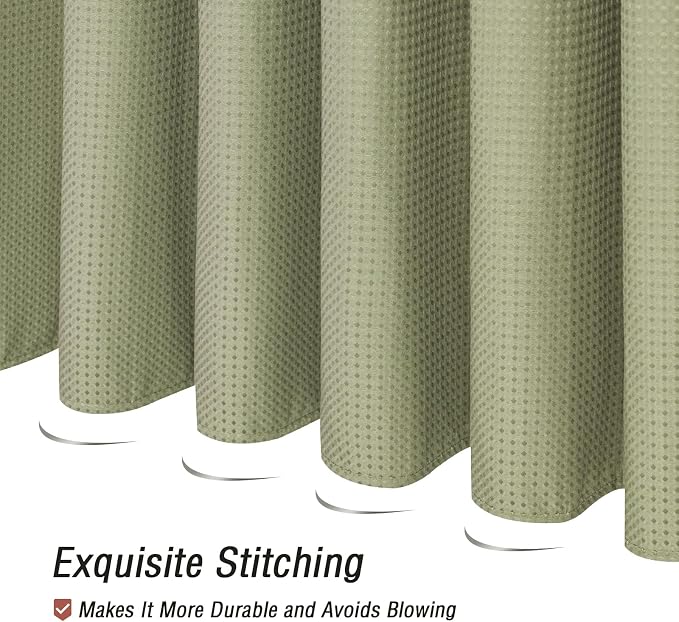 Extra Long 230GSM Sage Green Shower Curtain, 72 x 84 | 230GSM Tall Fabric Shower Curtain for Bathroom, Water Repellent, Machine Washable