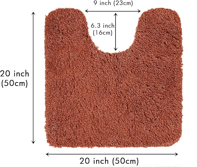 MIULEE Fall Rust Toilet Bathroom Rug U-Shaped Microfiber Bath Mat 20x20 in | Absorbent, Non Slip, Quick Dry, Fluffy Bath Rugs for Bathroom Floor Tub Showers, Machine Washable