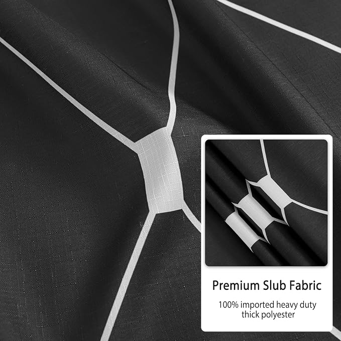 Black and White Shower Cutain Black Ombre Shower Curtains for Bathroom Geometric Fabric Bath Curtain Sets with Hooks Water Repellent 72x72 inch