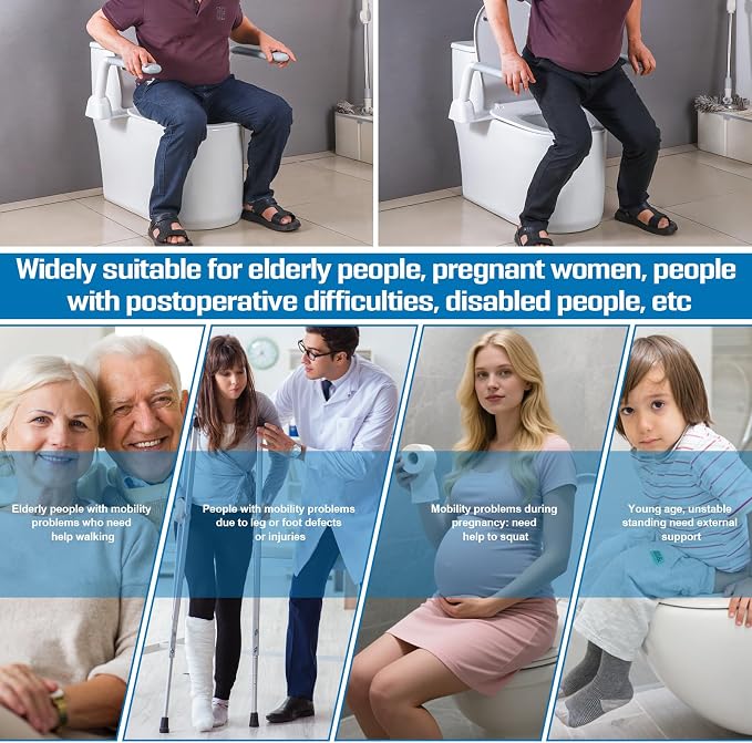 Toilet Safety Rails for Seniors (396 lbs), Adjustable Toilet Handle, Easy Installation and Frame with Arms for The Elderly and Disabled, Pregnant Women or Mobility Issues