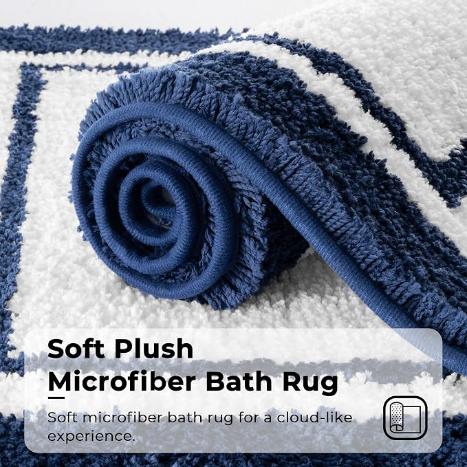 GRANNY SAYS Microfiber Bathroom Rugs Non Slip Washable, Water Absorbent Bathroom Mats for Tub, Soft Bath Mats for Bath Floor & Shower, 24" x 48", Navy Blue Bath Rugs