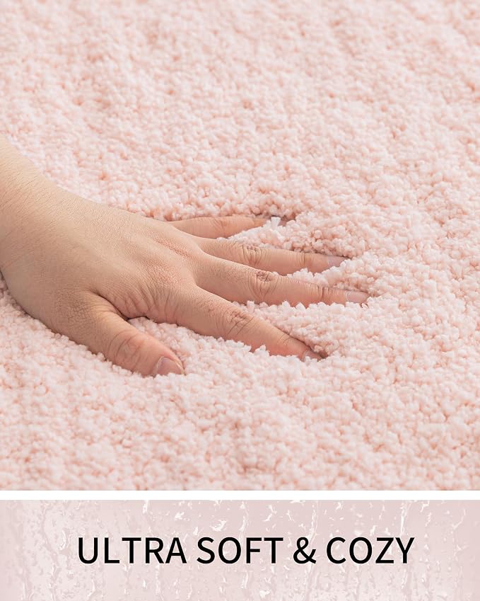 Bathroom Rugs Non Slip Washable 48x24, Ultra Thick Soft Microfiber Absorbent Bath Mats, High Density Foam Latex Non Slip Backing Bath Rugs, Fluffy Floor Carpet for Tub&Shower, Sakura