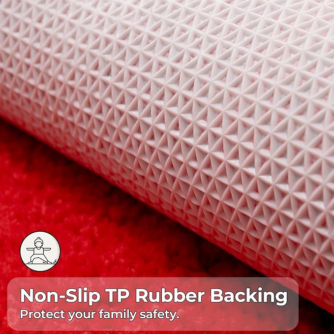 GRANNY SAYS Red Bathroom Rug 16" x 24", Non-Slip Microfiber Bath Mat | Ultra-soft, with durable TPR backing for reliable grip, fast water absorption, machine washable for small bathroom spaces