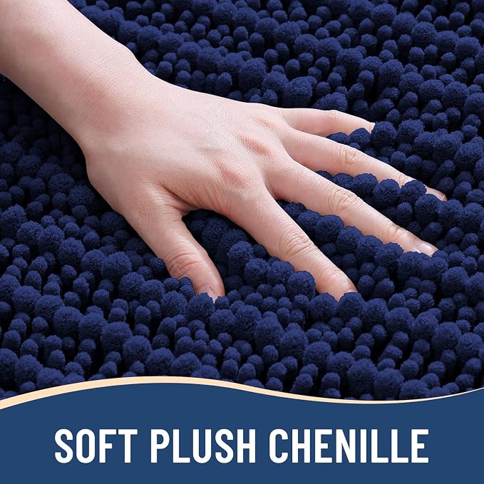Arotive Bathroom Rugs Mat 44x24, Soft Absorbent Chenille Shaggy Bath Mat | Navy, Machine Wash Dry, Bath Rugs for Bathroom Floor, Tub and Shower, Home Decor Accessories