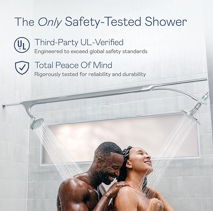 BOONA Tandem Shower as seen on Shark Tank | Dual Shower Head for Couples | King Krome, One Showerhead
