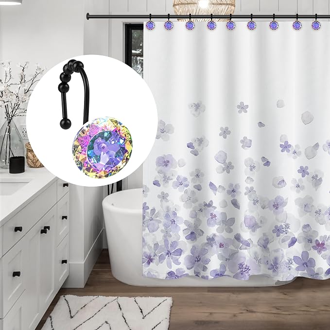 Sunlit Rustic Decorative Shower Curtain Hooks, Brown Owl Animal Shower Curtain Rings with Black Hooks, Cabin Shower Curtain Hooks, Resin, Farmhouse Bathroom Decoration, Set of 12