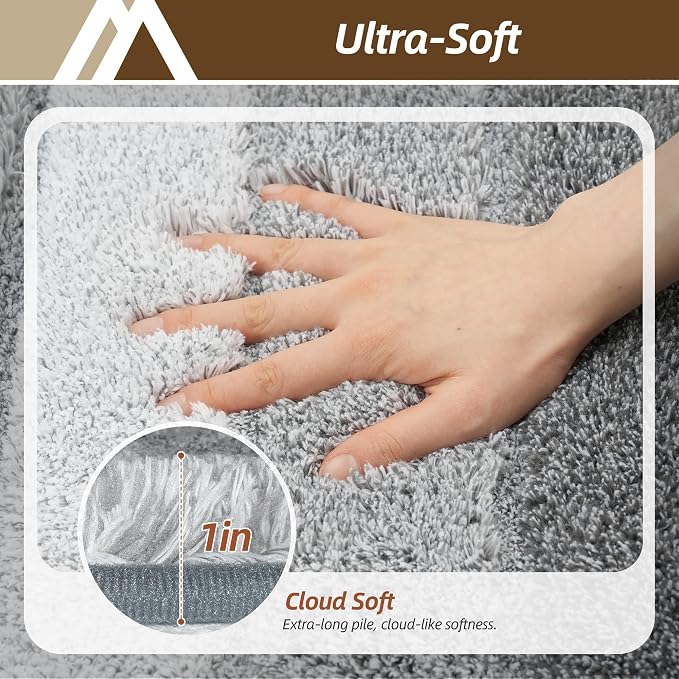 COSY HOMEER Bathroom Rugs 36x24,Ultra Soft Absorbent Bath Mat,Grey | Non-Slip TPR Backing Stays in Place, Machine Washable Bath Rugs Shaggy Rug for Bathroom Floor