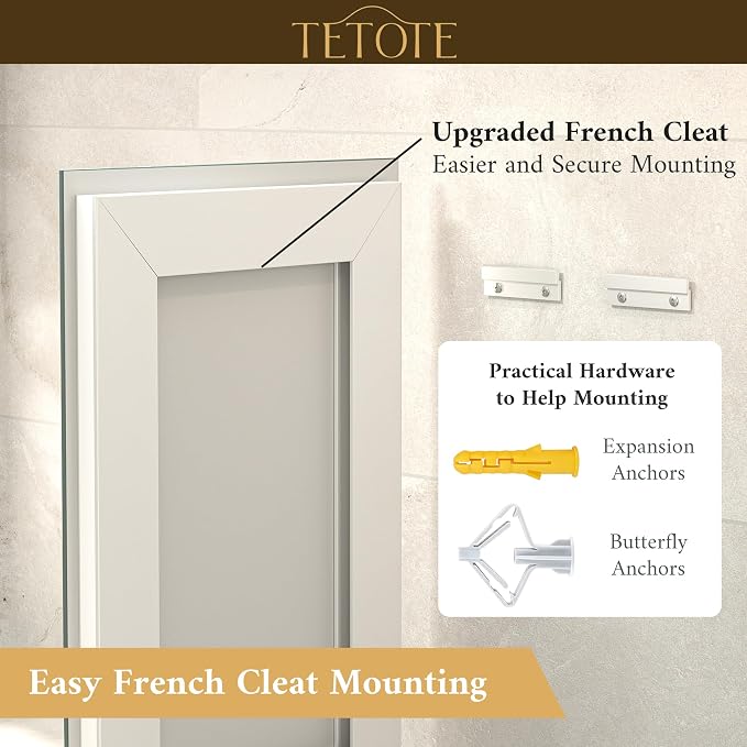 60 x 28 LED Lighted Bathroom Mirror with Lights, Brighter Front and Backlit Light up Mirror for Bathroom Vanity Wall, 3-Color Dimmable Illuminated Antifog Mirror, Waterproof, Tempered Glass