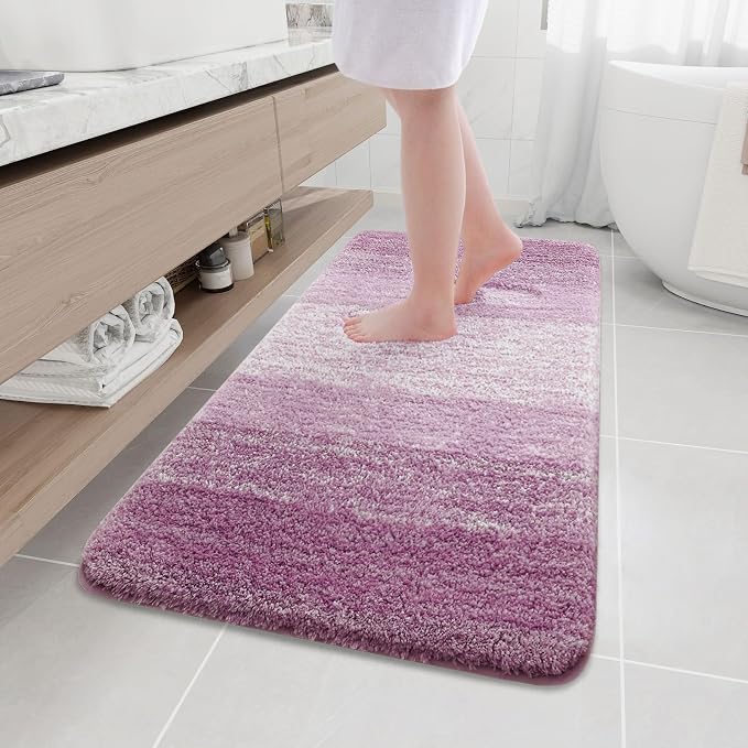 Arotive Microfiber Bathroom Rugs, Shaggy Soft Absorbent Bath Rug, 47x24 | Purple, Rubber Backing Thick Plush Machine Washable Dry Bath Mats for Bathroom, Tub and Shower, Rectangular