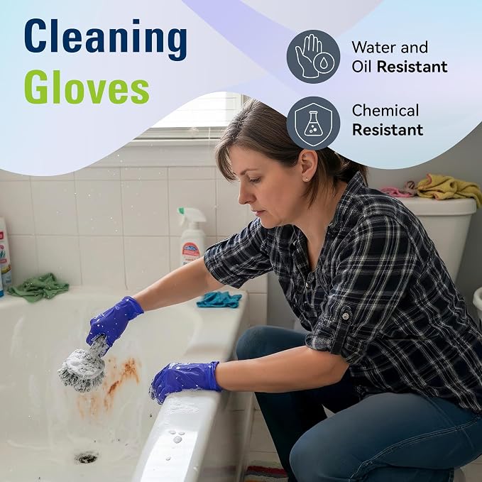 Disposable Nitrile Gloves, Food Safe, Latex-Free Powder-Free | Kitchen Rubber Gloves for Cooking, Cleaning and Food Prep, Dark Blue