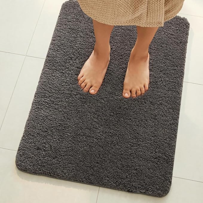TYUU Bathroom Runner Rug, Ultra Soft Long Bath Mat Machine Washable Super Absorbent Quick Dry Bathroom Runner Rugs 24 x 60 Non Slip, Dark Grey 24" x 60"