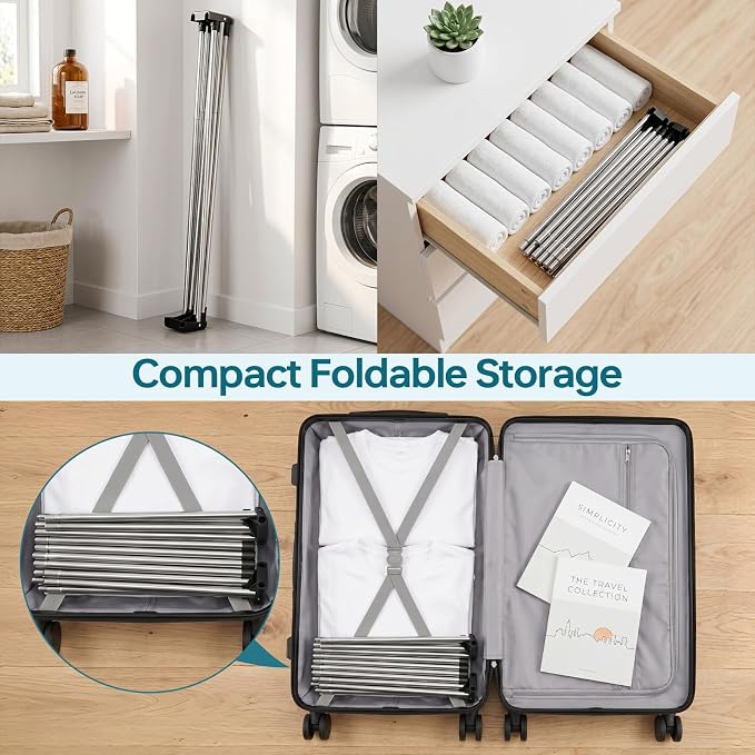 TOOLF 55 Inch Stainless Steel Collapsible Clothes Drying Rack | Drying Rack Clothing, Non Slip Foot Pads, Indoor Outdoor Use, Garments, Sweaters, Towels, Delicate Laundry Daily Wear