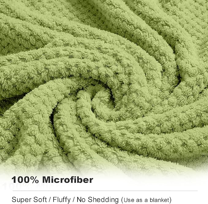 8-Piece Bath Towel Set, 2 Extra Large Bath Towel Sheets, 2 Hand Towels and 4 Washcloths - Highly Absorbent Quick Dry Microfiber,Ultra Soft Towel Set for Bathroom, Waffle Weave, Pack of 8 (Olive)