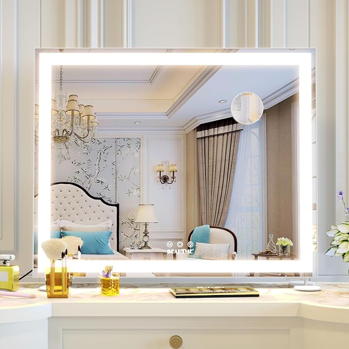 Vanity Mirror with Lights for Tabletop,Hollywood Lighted Makeup Mirror for Dressing Room & Bedroom,Big Desk Mirror Vanity (600×507×150mm)