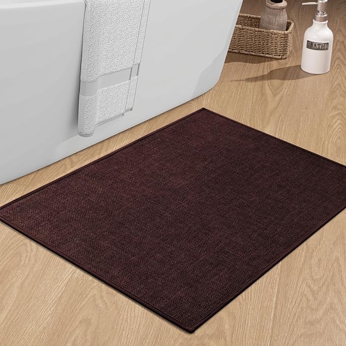 Bathroom Rugs Mat 36x24, Ultra Thin Non Slip Bath Mat Large Quick Dry Absorbent Bath Mat for Bathroom Floor, (Dark Purple, 36"x24")