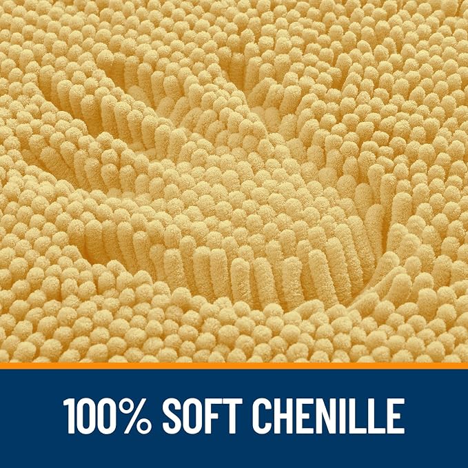 OLANLY Small Bathroom Rugs 24x16, Extra Soft Absorbent Chenille Bath Rugs | Yellow, Quick-Drying Rubber Backing, Machine Washable Bath Mat for Bathroom Floor, Tub and Shower, Home Decor Accessories