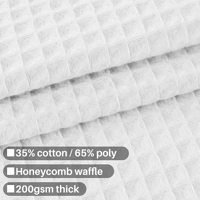 Barossa Design Waffle Weave Extra Wide Shower Curtain White,180x70 | With PEVA Liner, 36 Metal Hooks, Heavy Weight Fabric, Cotton Blend, Hotel Luxury Spa, Machine Washable